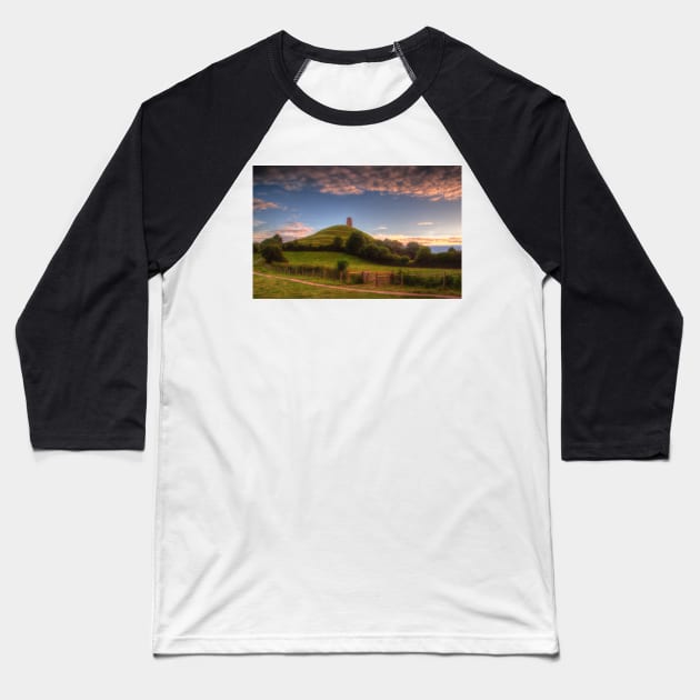 Glastonbury Tor View Baseball T-Shirt by Nigdaw